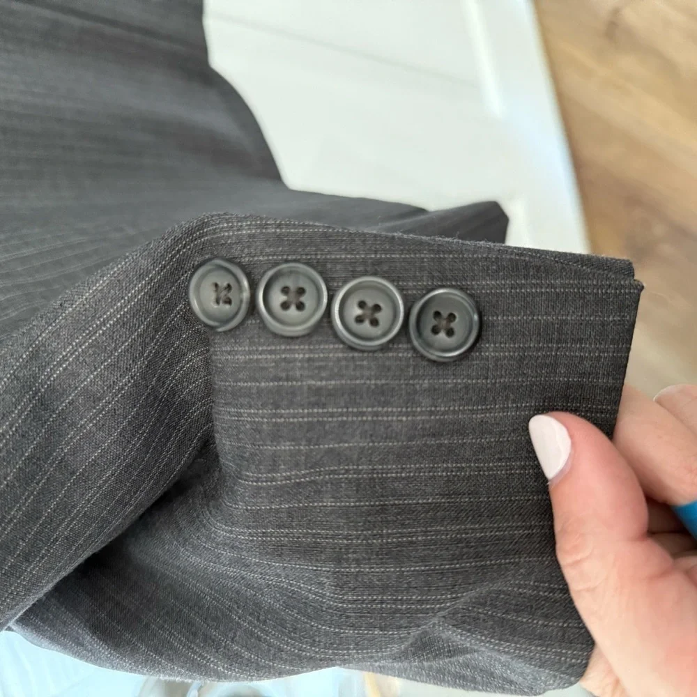 Pronto Uomo Mens 42S Wool Grey Gray Pinstripe Striped Sport Coat Jacket Blazer